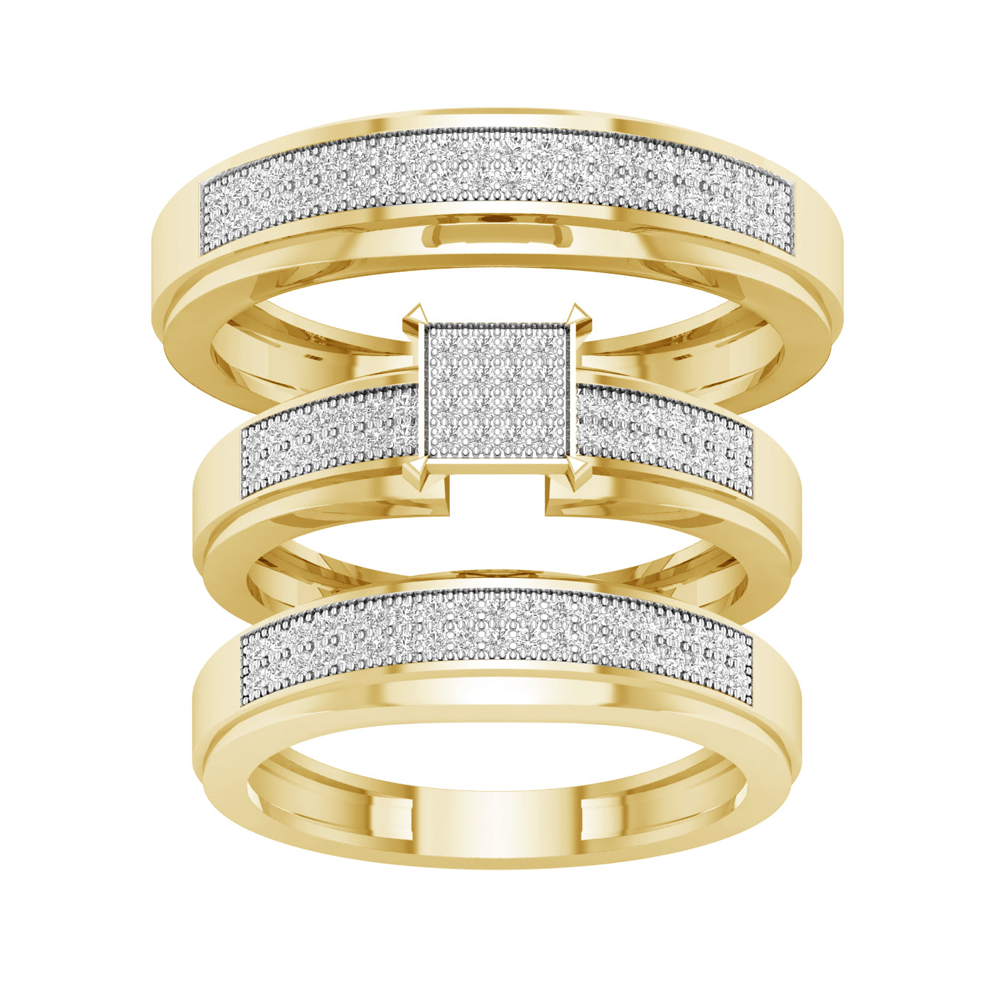10K 0.33CT Diamond Trio Set