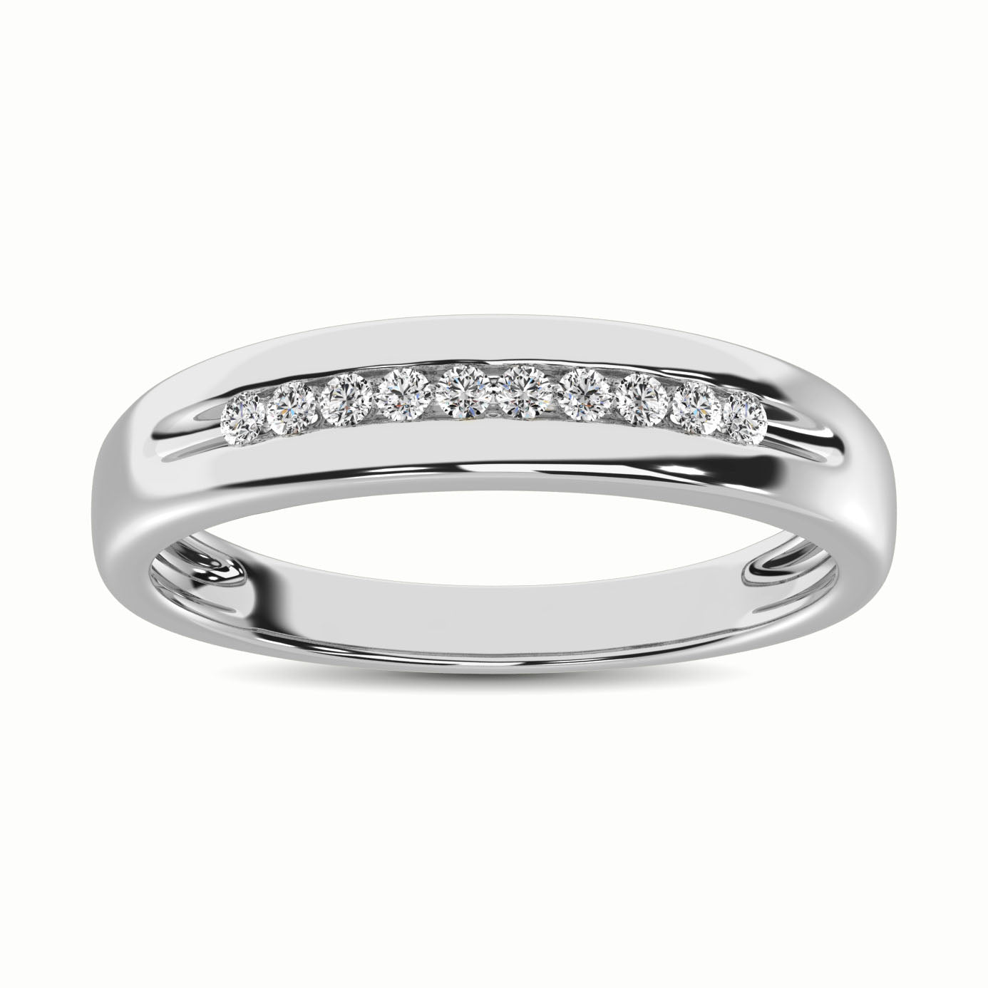 10K White Gold 1/20 Ct.Tw. Diamond Men?s Band