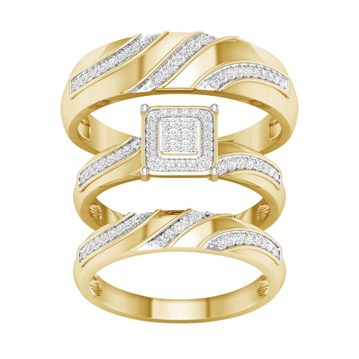 10K 0.25CT Diamond TRIO SET