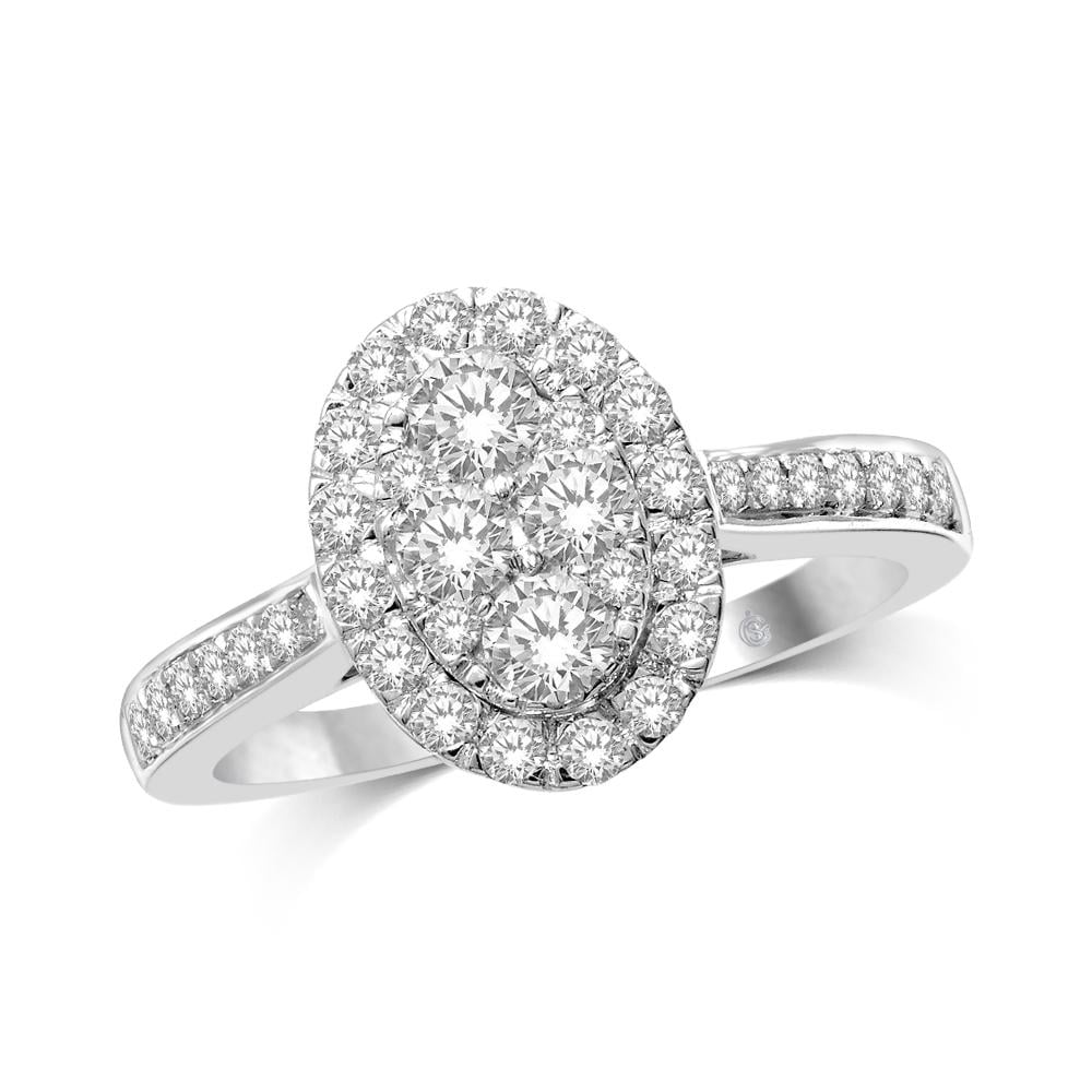 14K White Gold 9/10 Ct.Tw Diamond Engagement Ring
