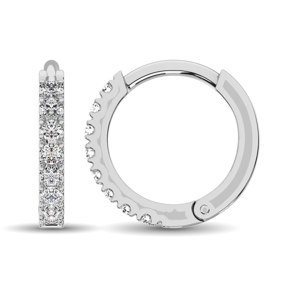 10K White Gold 1/10 Ct.Tw. Diamond Hoop Earrings