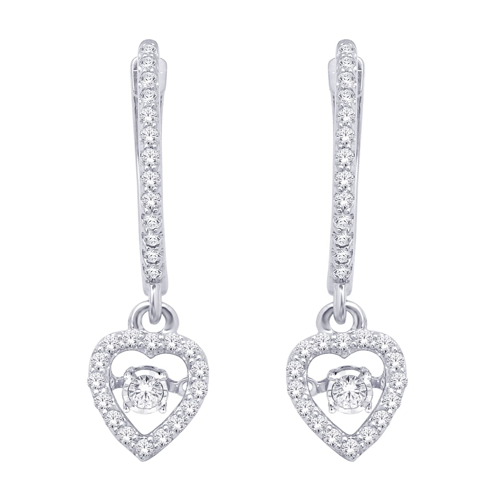 10K White Gold 2/5 Ct.Tw. Moving Diamond Fashion Earrings