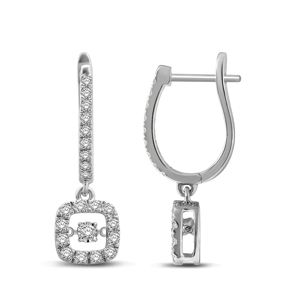 14K White Gold 5/8 Ct.Tw. Moving Diamond Danglers Earrings