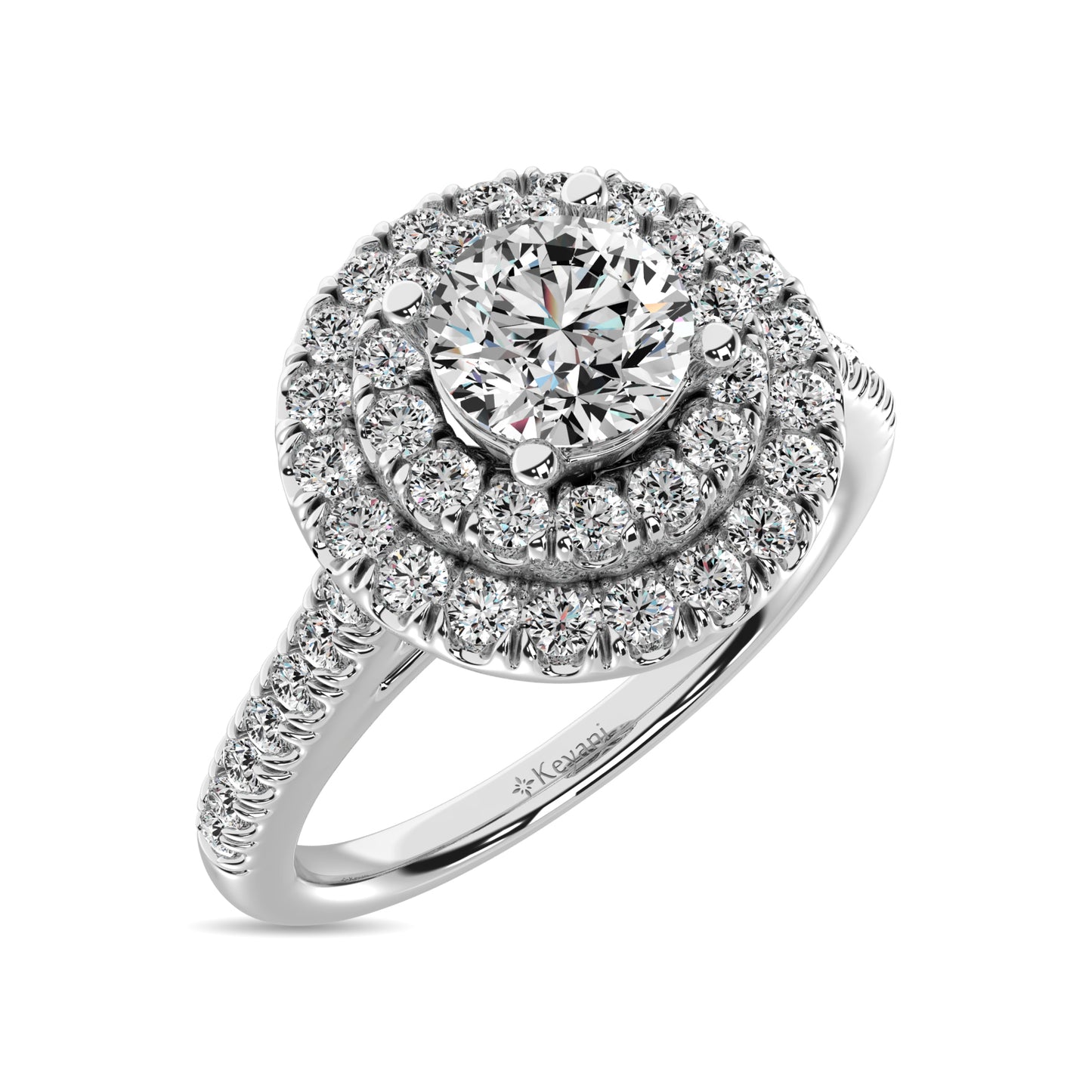 14K White Gold 1 Ct.Tw. Diamond Halo Engagement Ring
