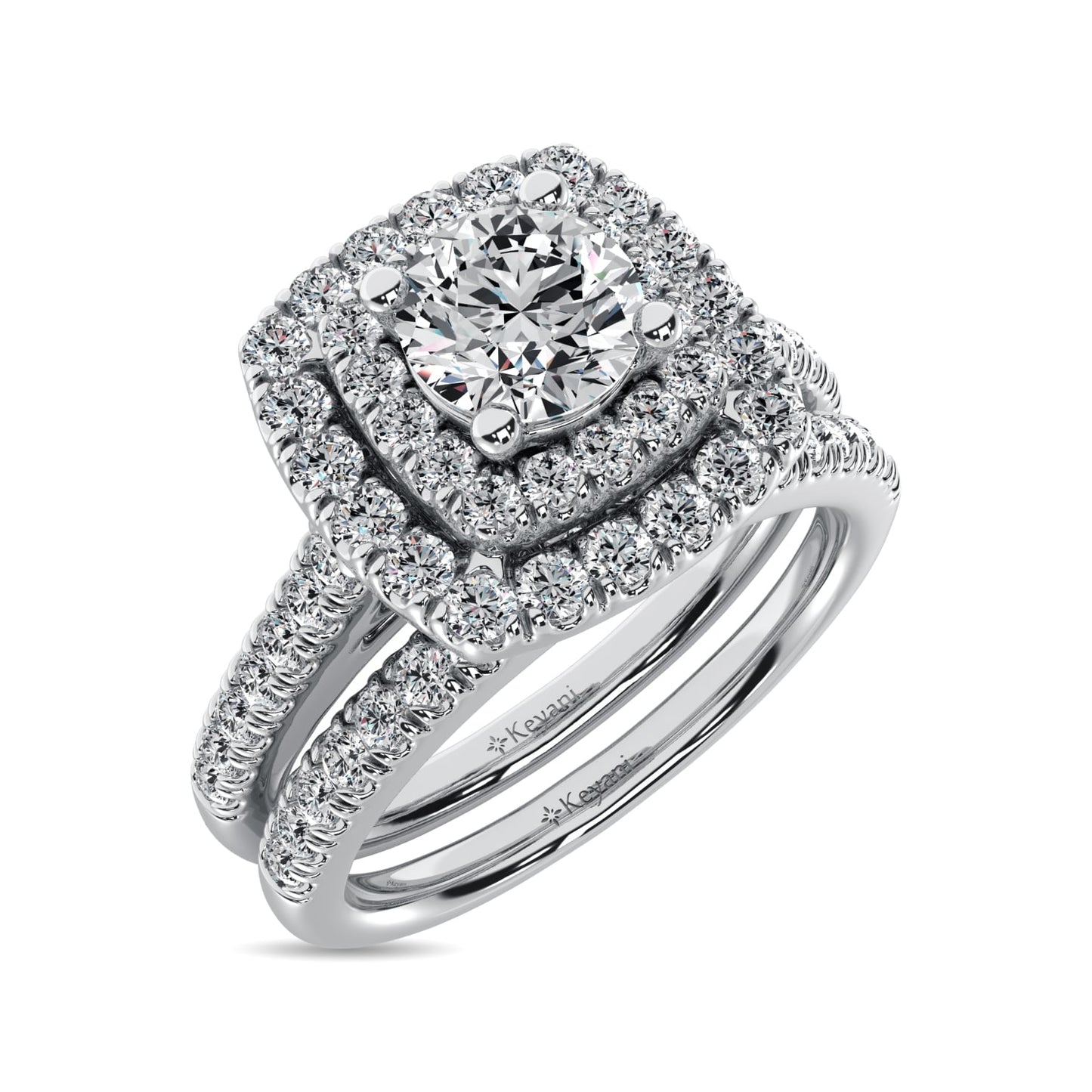 14K White Gold 1 Ct.Tw. Diamond Halo Engagement Ring