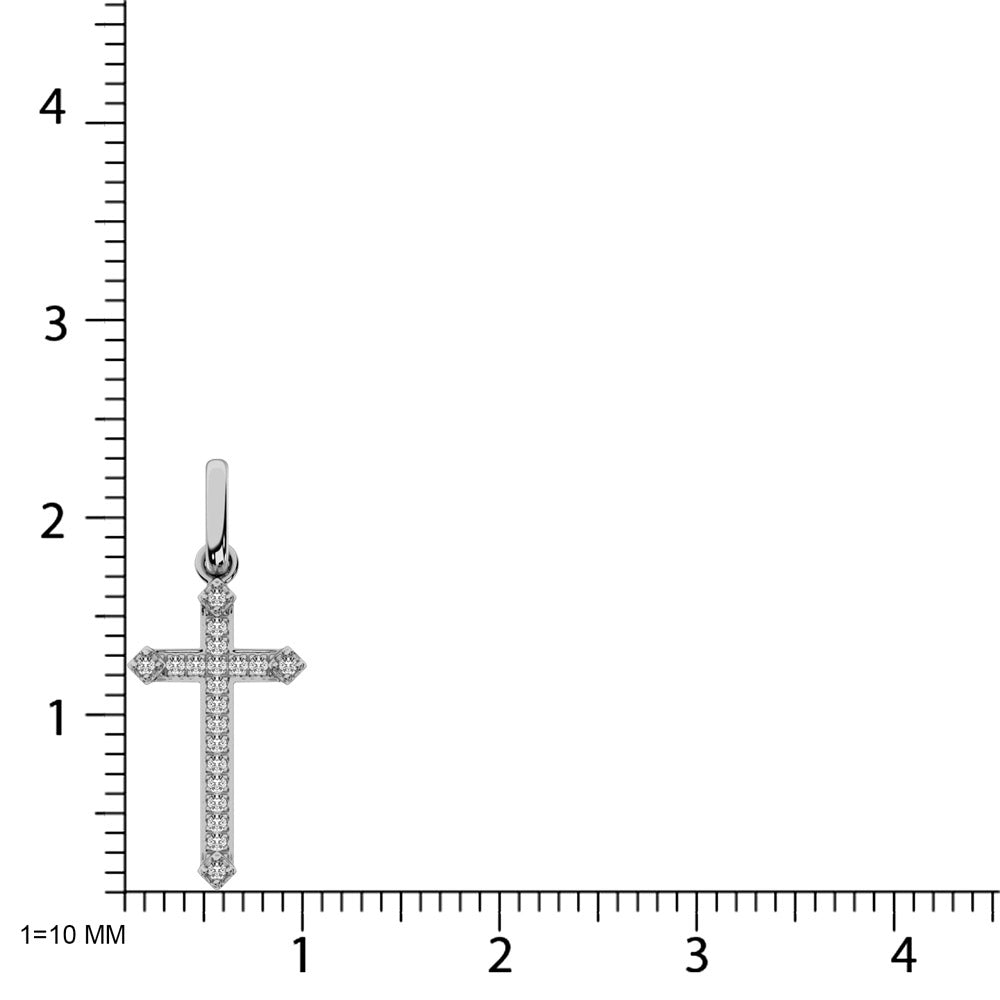 10K White Gold 1/20 Ct.Tw. Diamond Cross Pendant
