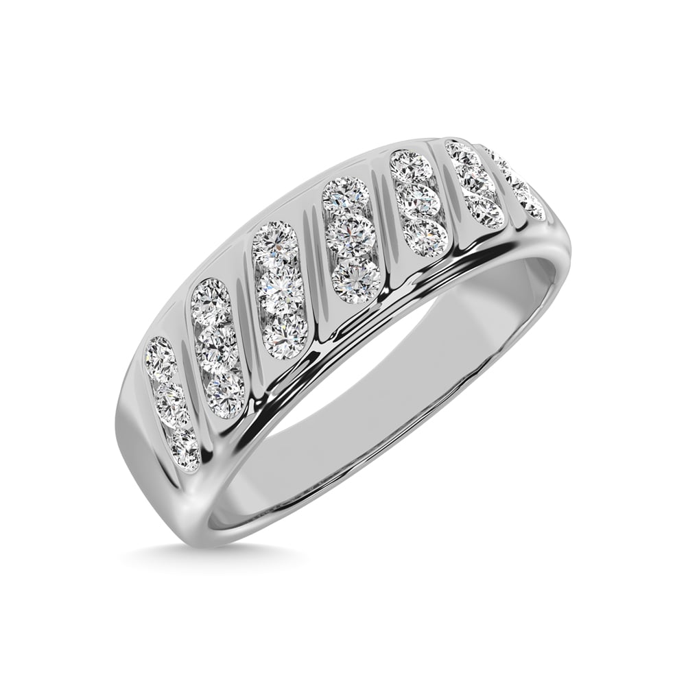 14K White Gold 1/2 Ct.Tw. Diamond Men?s Band