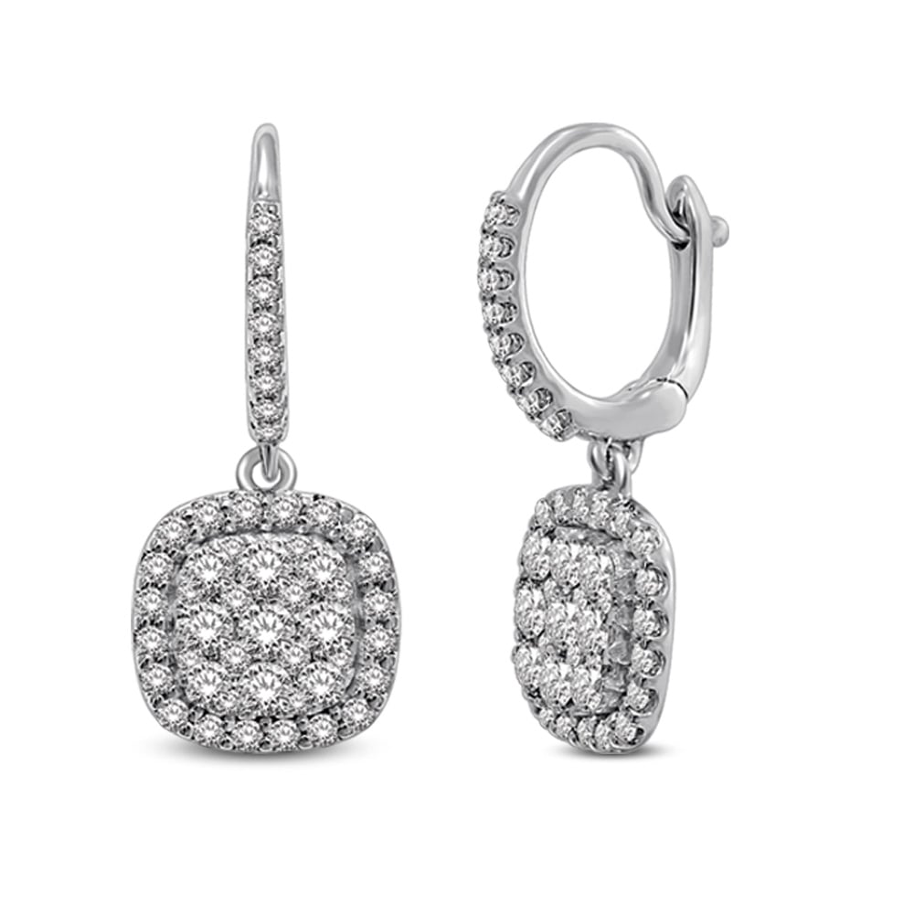 14K White Gold 1 1/6 Ct.tw Diamond Drop Earrings