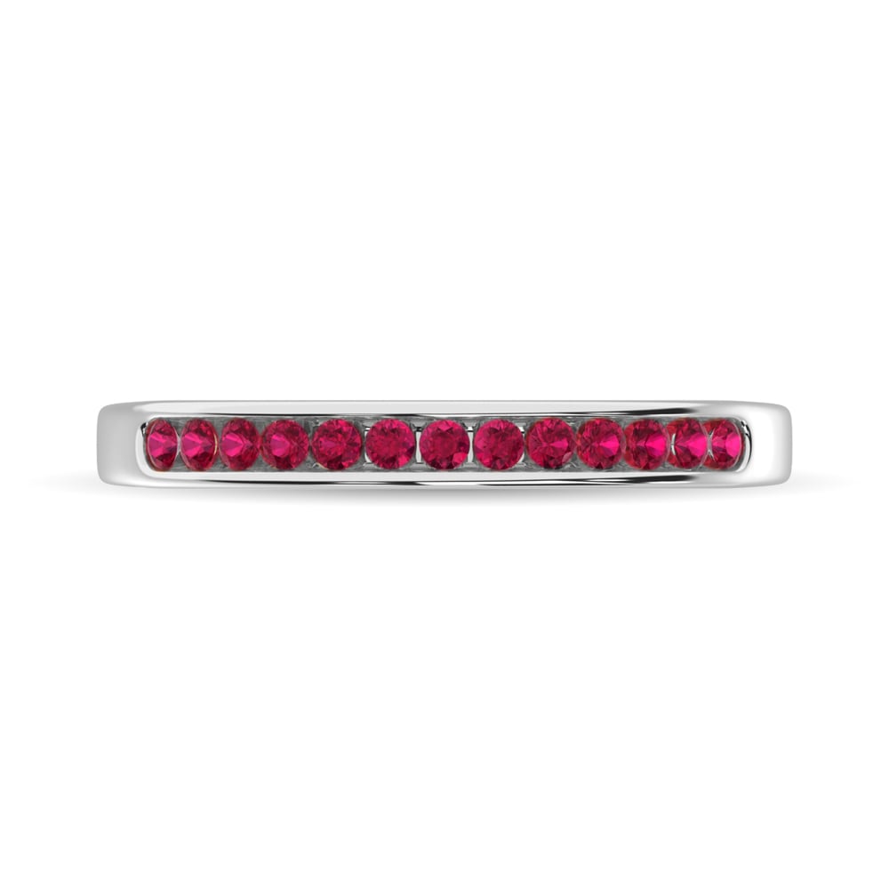 14K White Gold 1/5 Ct.tw Ruby Machine Band