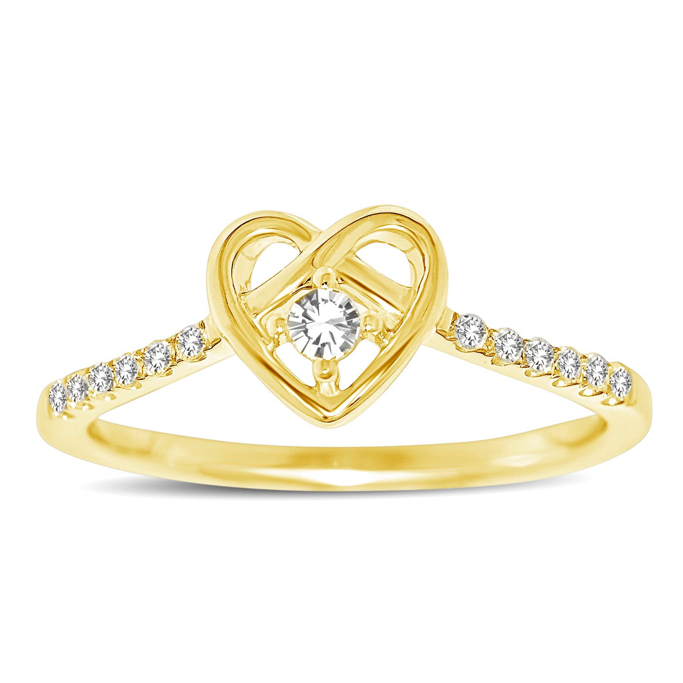 10K Yellow Gold 1/5 Ct.tw Diamond Heart Ring