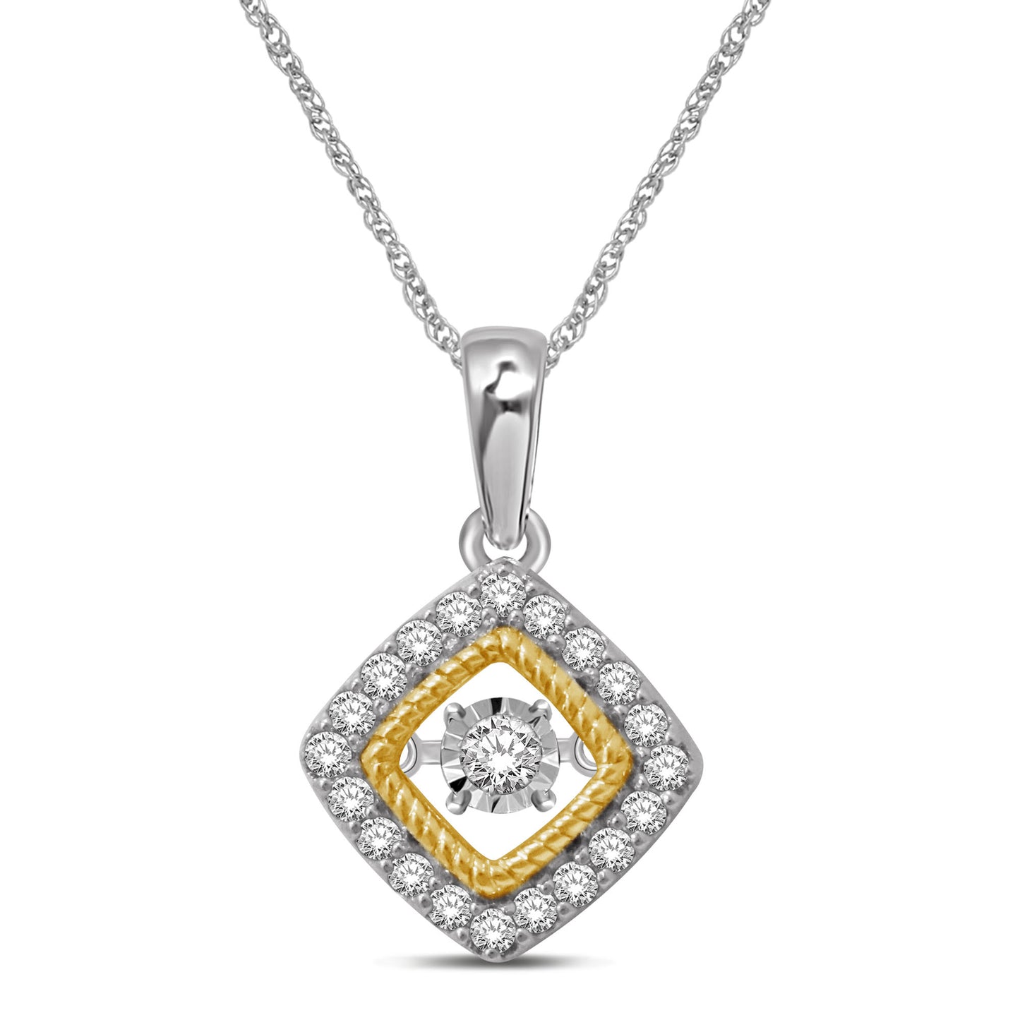 10K Two Tone 1/4 Ct.tw Moving Diamond Pendant