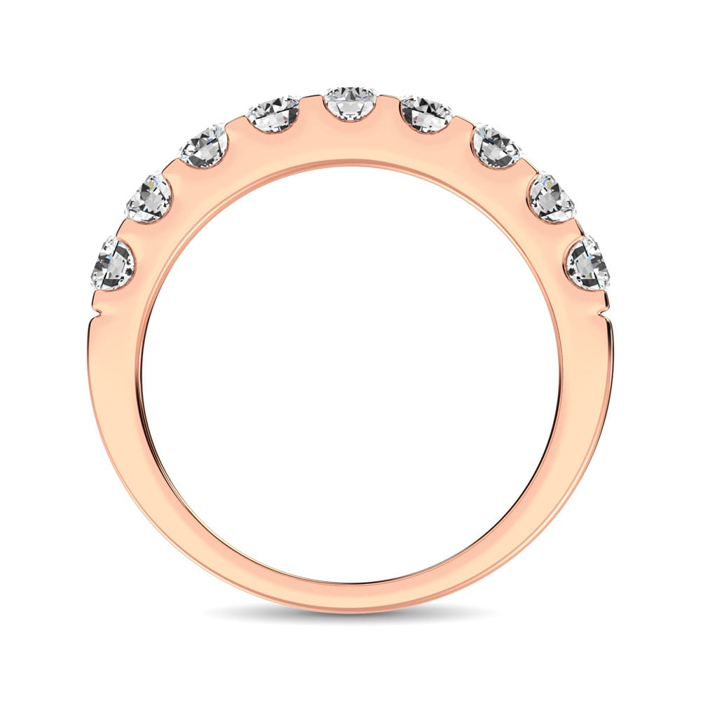 14K Rose Gold Diamond 1 Ct.Tw. 9 Stone Anniversary Band