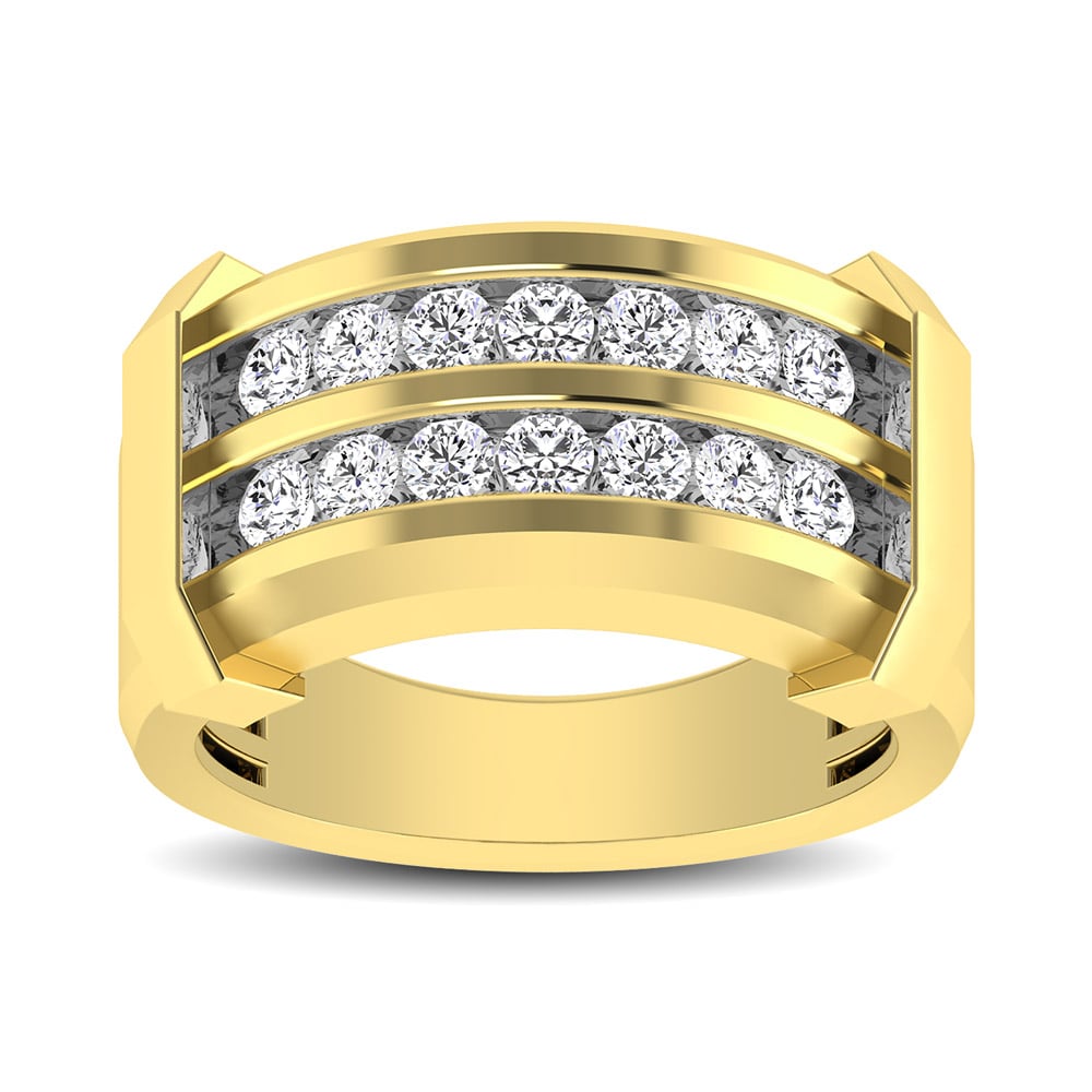 10K Yellow Gold 1 Ct.tw Round Cut Diamond Men?s Wedding Band
