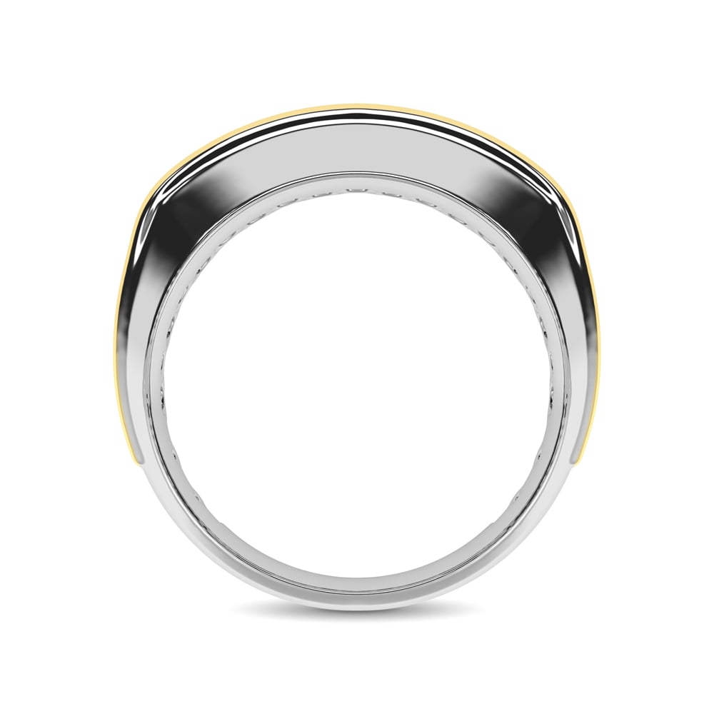 10K White Gold with Accent of 10K Yellow Gold 1/2 Ct.Tw. Diamond 7 Stone Men?s Band