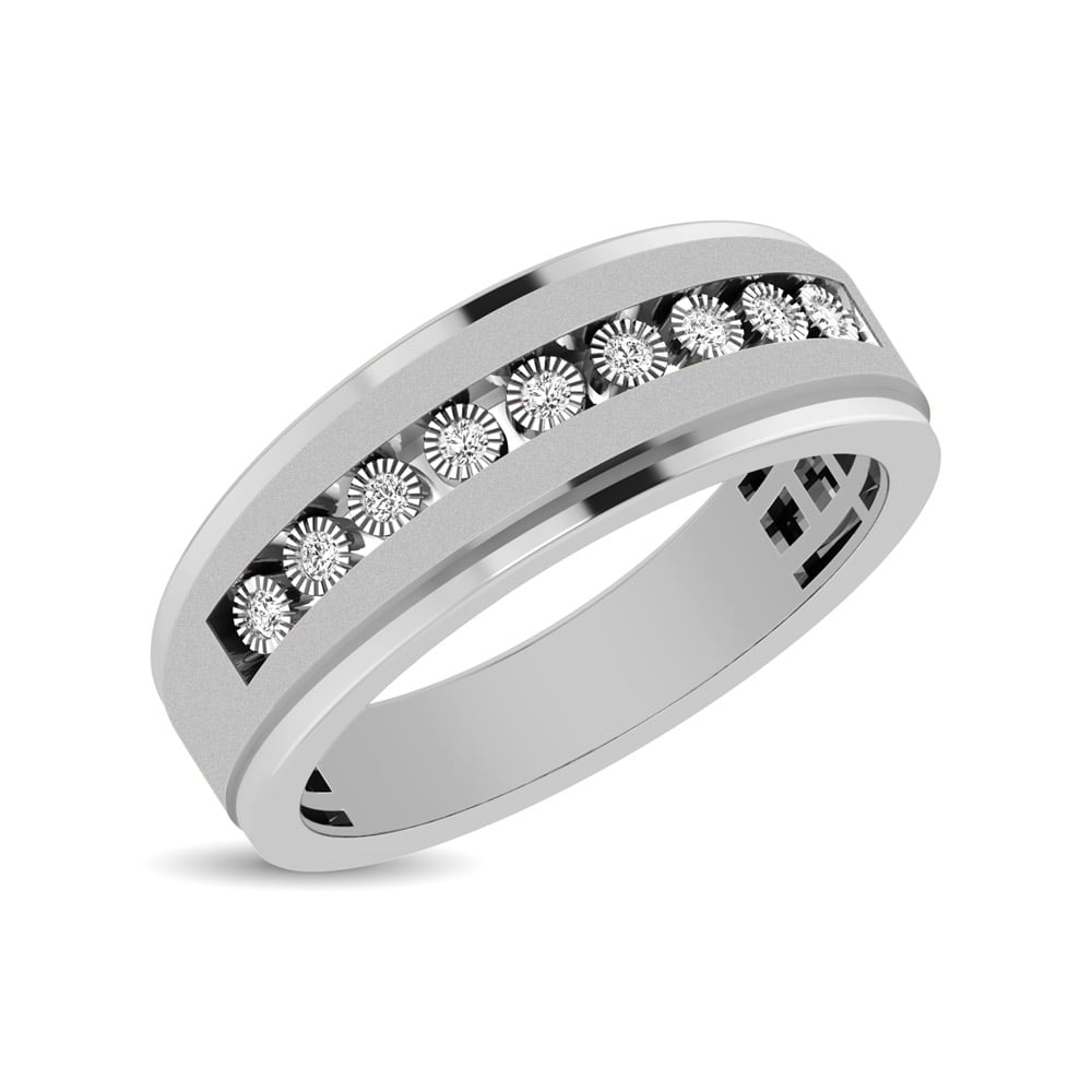 10K White Gold 1/10 Ct.Tw. Diamond Illusion Men?s Band