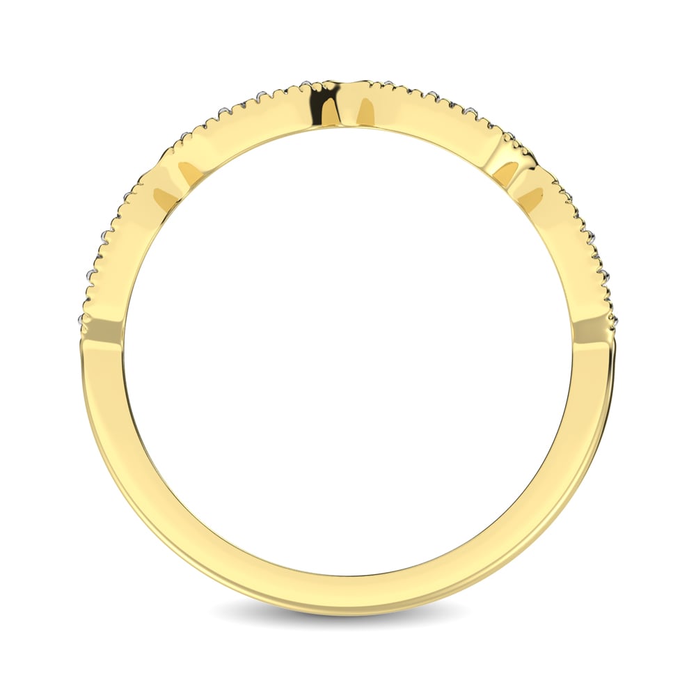 Beaded Style Band set with 1/6 Ct.tw Diamond in 14K Yellow Gold