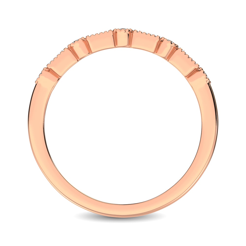 14K Rose Gold 1/10 Ct.tw Round and Tapper Diamond Band Ring