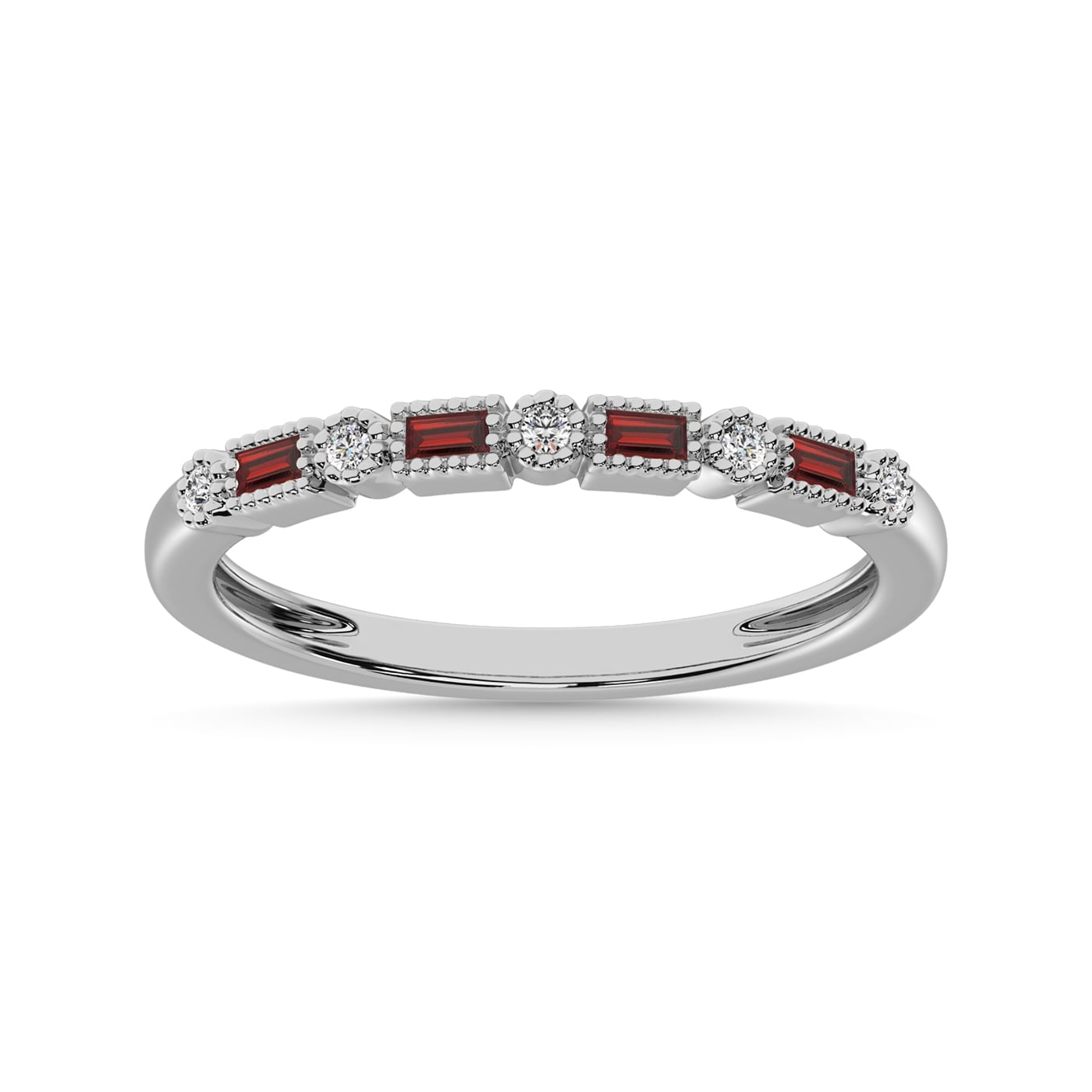 Diamond 1/3 Ct.Tw. Diamond and Garnet Stackable Band in 10K White Gold
