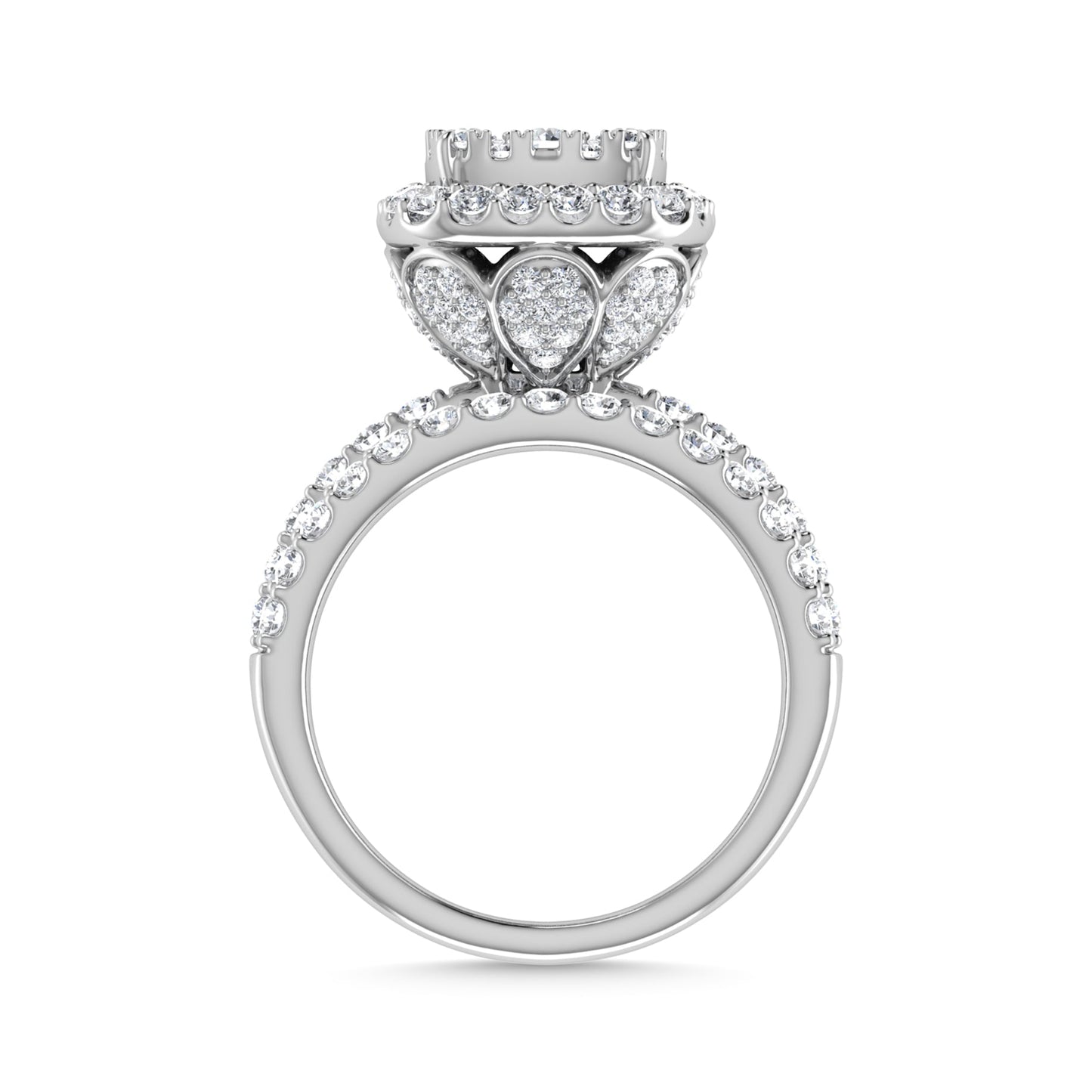 Diamond 2 1/2 Ct.Tw. Three Row Engagement Ring in 14K White Gold