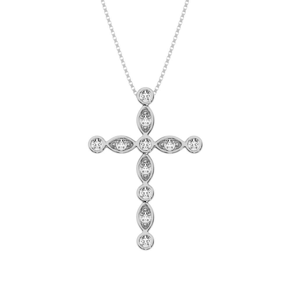 10K White Gold 1/6 Ct.Tw. Diamond Cross Pendant