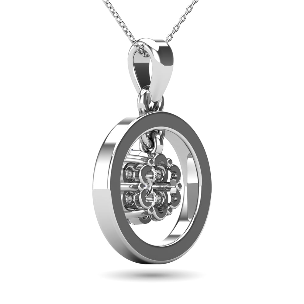 Diamond 3/8 Ct.Tw. Open Circle Flower Pendant in 10K White Gold