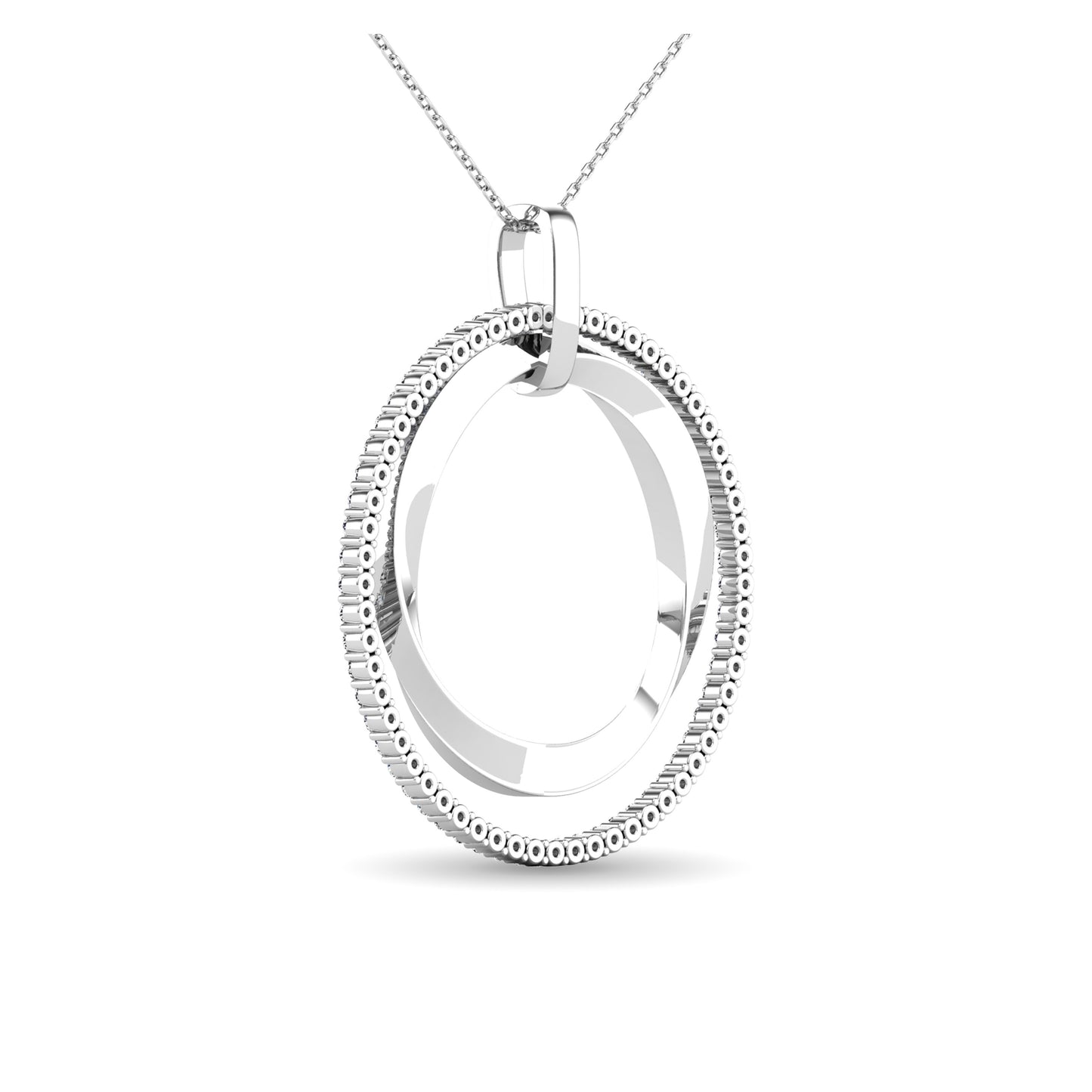 14K White Gold 1/2 Ct.Tw. Diamond Double Frame Pendant