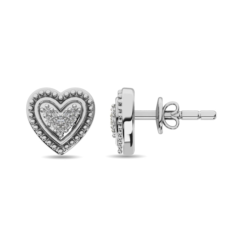 Diamond Heart Earrings 1/20 Ct.tw in Sterling Silver