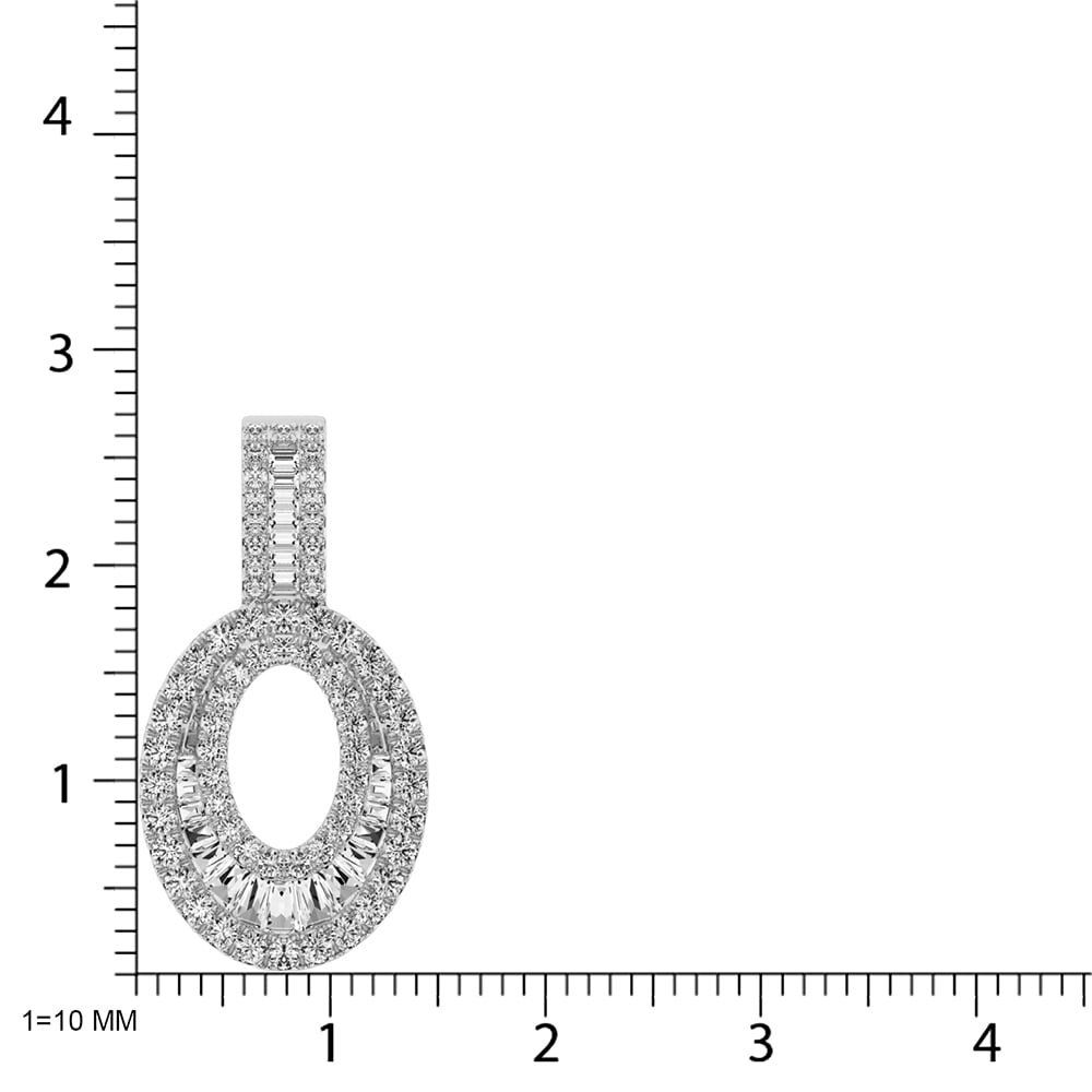 Diamond 5/8 Ct.Tw. Round and Baguette Fashion Pendant in 14K White Gold