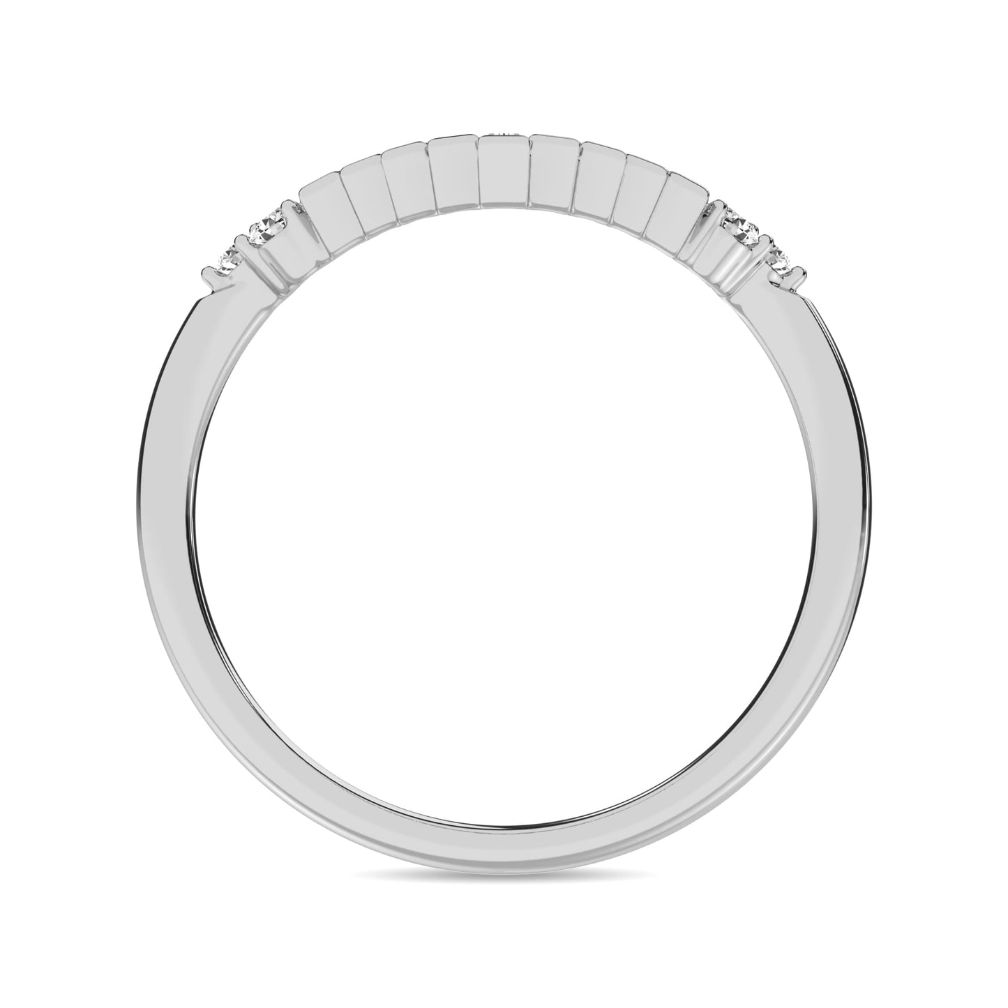 Diamond 1/5 Ct.tw Round and Baguette Chevron Band in 10K White Gold