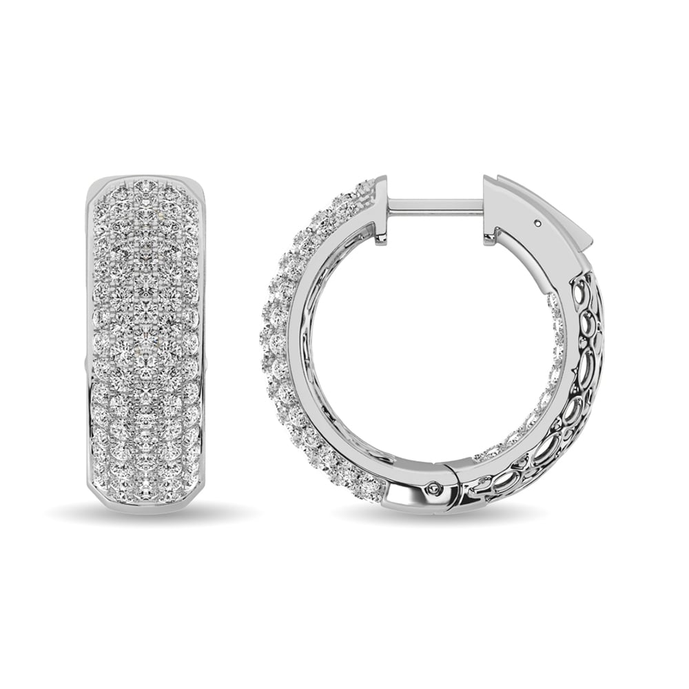Diamond 3 1/8 Ct.tw Hoop Earrings in 14K White Gold