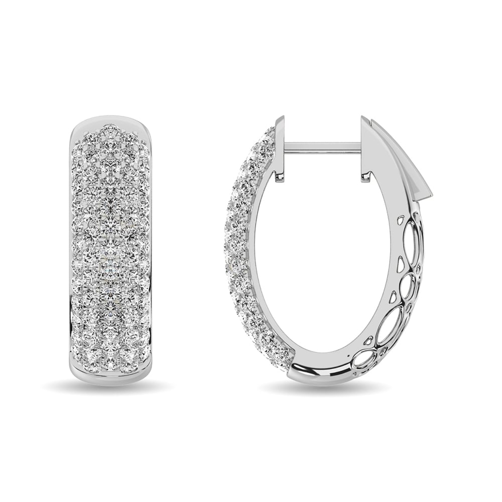 Diamond 2 1/10 Ct.tw Hoop Earrings in 14K White Gold