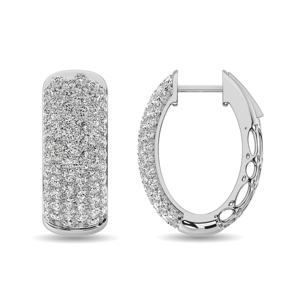 Diamond 3 1/10 Ct.tw Hoop Earrings in 14K White Gold