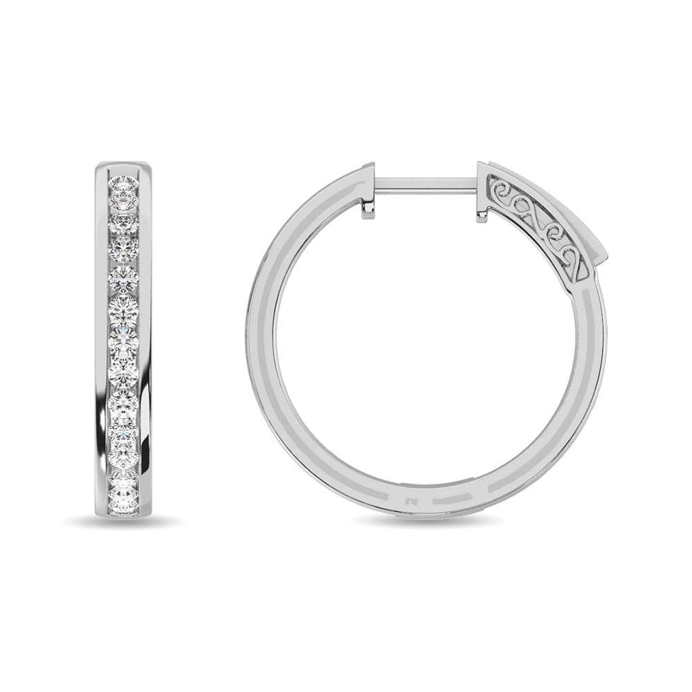 Diamond 1 Ct.tw Hoop Earrings in 14K White Gold