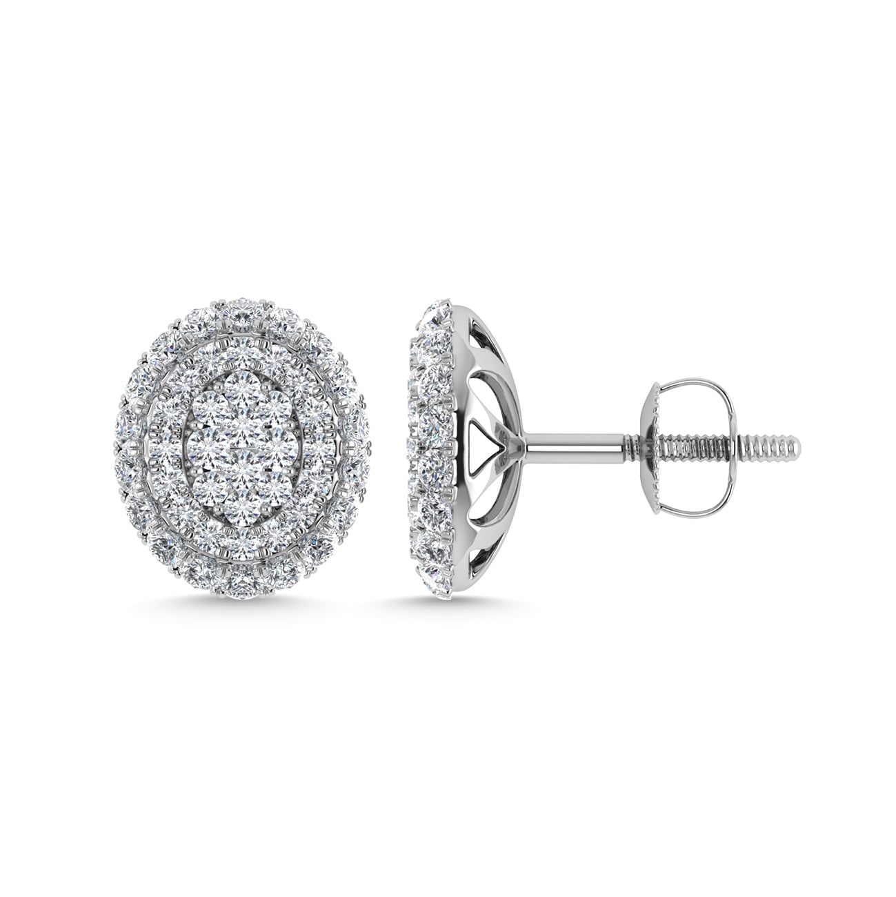 Diamond 5/8 Ct.Tw. Cluster Fashion Earrings in 14K White Gold Gold