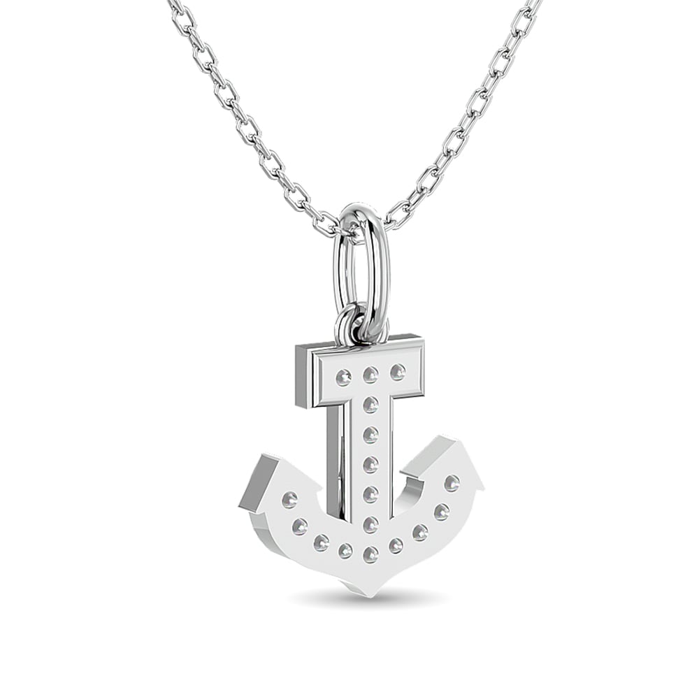 Diamond Anchor Pendant 1/10 Ct.tw in 10K White Gold