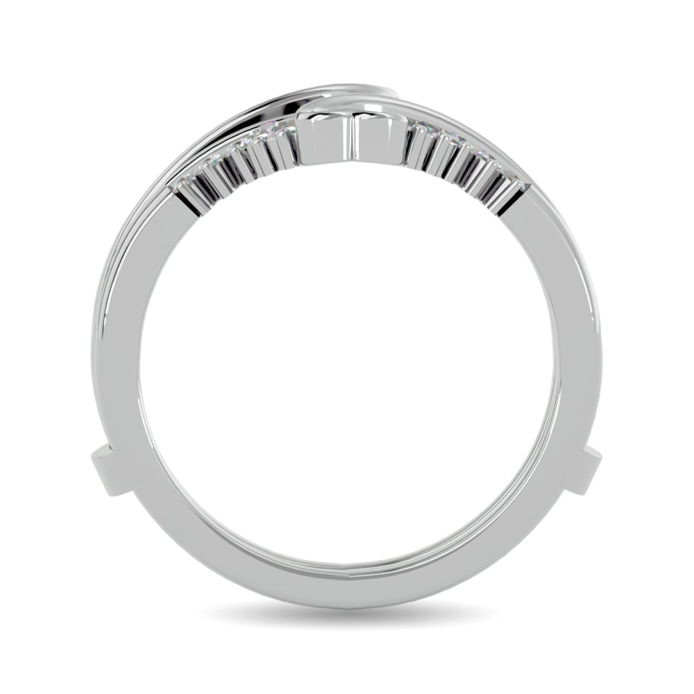 Diamond 1/4 Ct.tw Round and Tapper Guard Ring in 14K White Gold