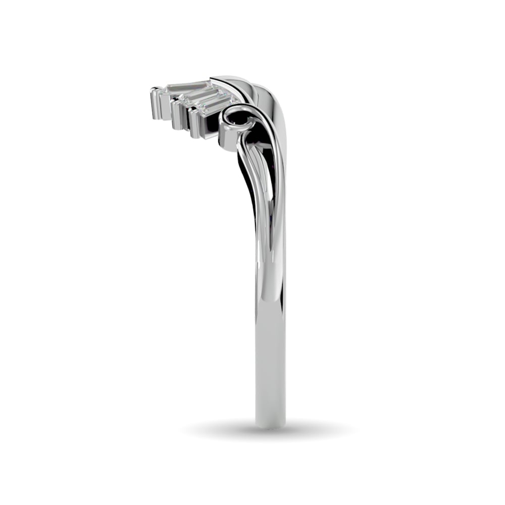 10KT WHITE GOLD 1/8CT.TW DIAMOND CHEVRON BAND