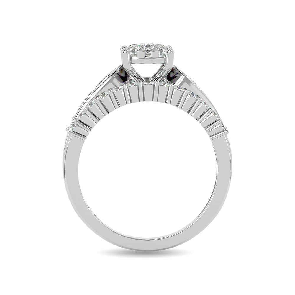 Diamond 1 Ct.tw Round Cut and Tapper Fashion Ring in 10K White Gold