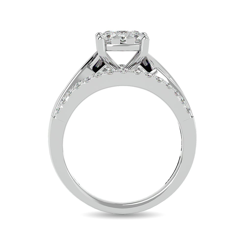 Diamond 1 Ct.tw Round Cut and Tapper Fashion Ring in 10K White Gold