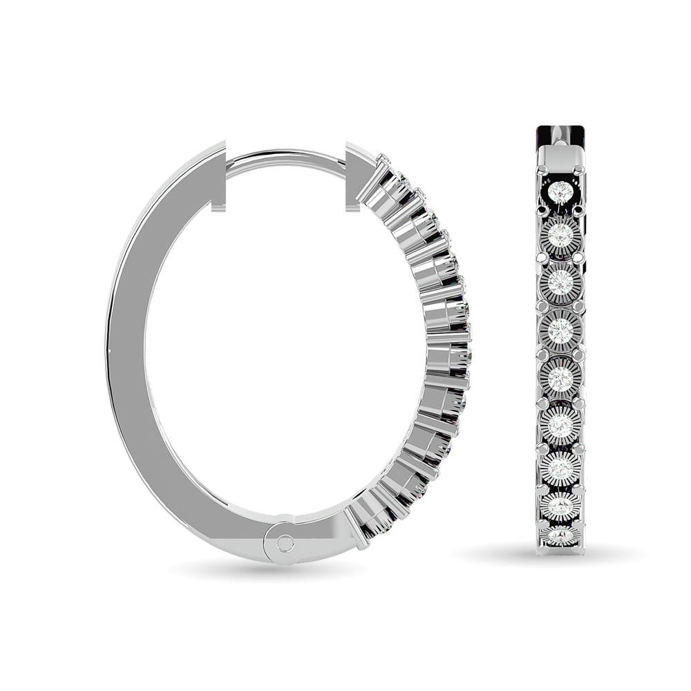 Diamond Hoop Earrings 1/8 Ct.tw in Sterling Silver