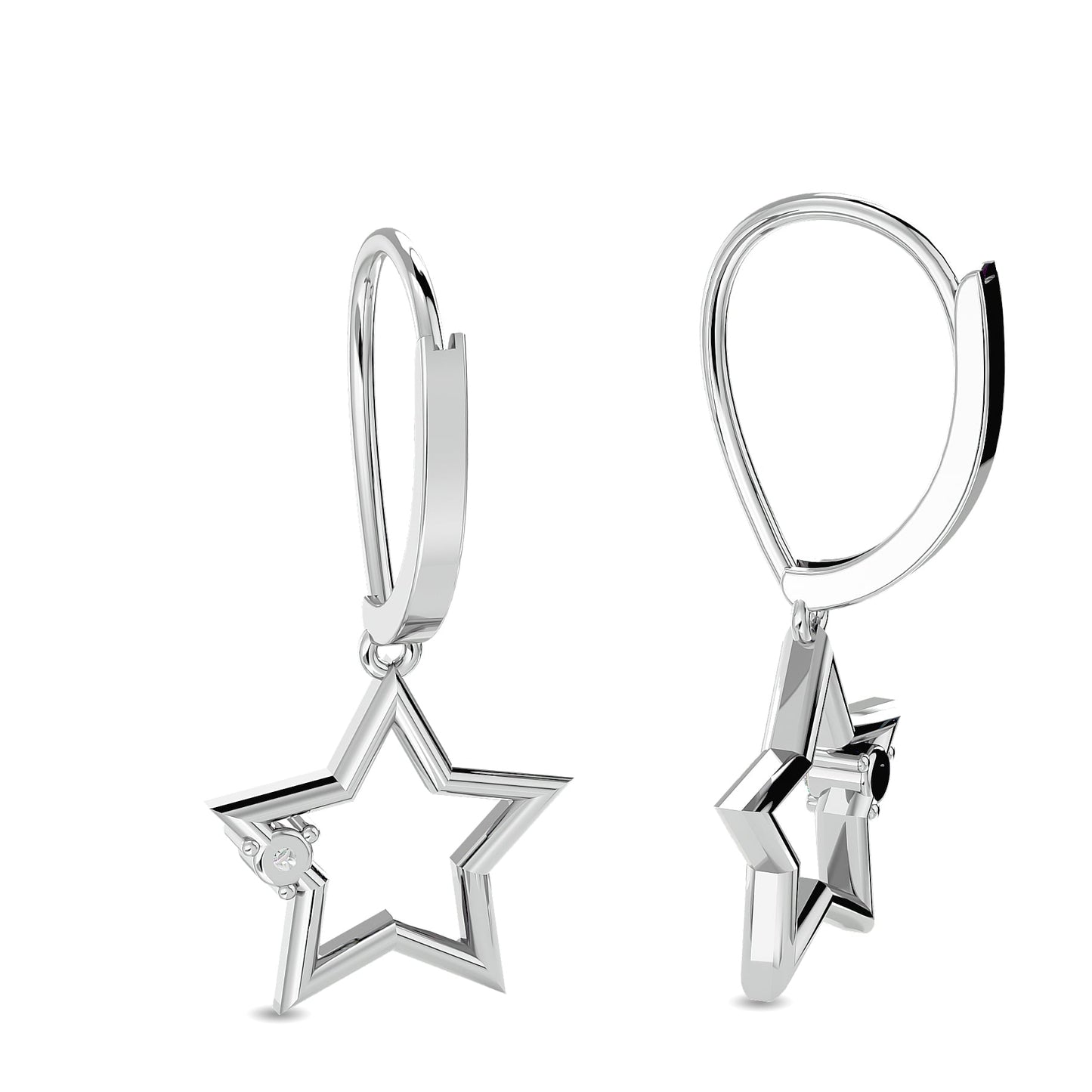Diamond 1/20 Ct.tw Star Earrings in Sterling Silver