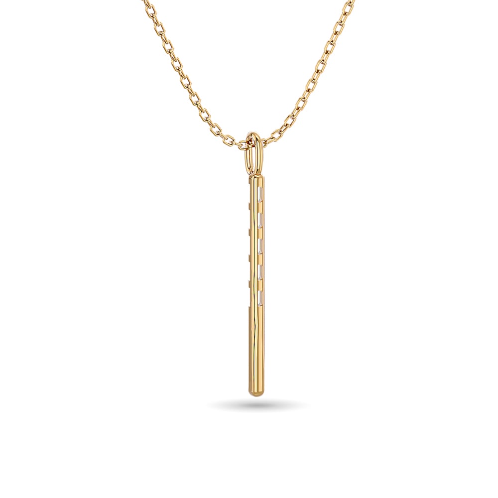 Diamond 1/10 Ct.Tw. Straight Baguette Bar Pendant in 10K Yellow Gold