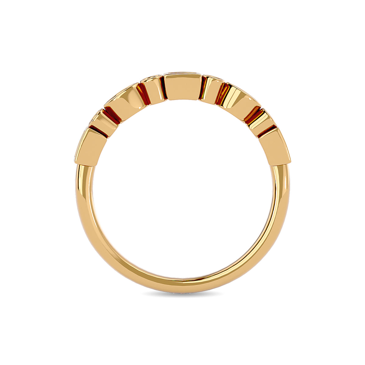 Diamond 1/5 Ct.tw Round and Straight Baguette Stackable Ring in 14K Yellow Gold