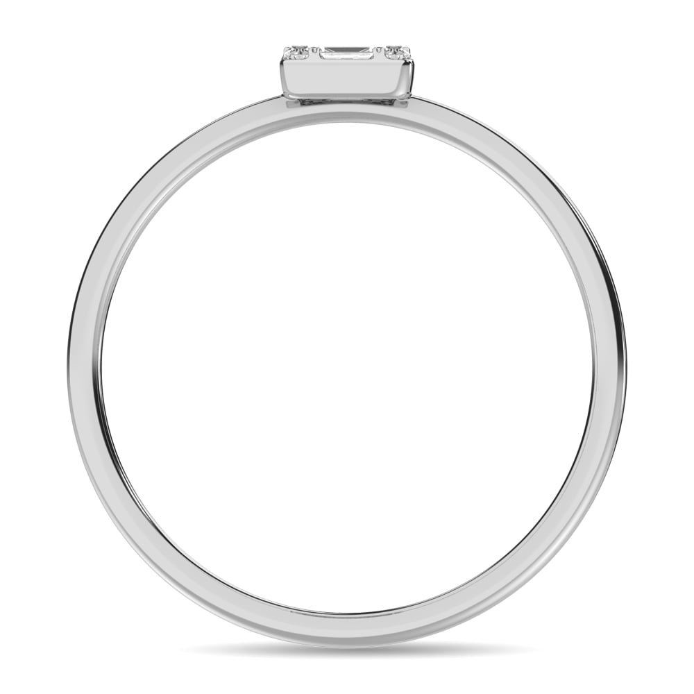 Diamond 1/10 Ct.tw Round and Baguette Cut Ring in 10K White Gold