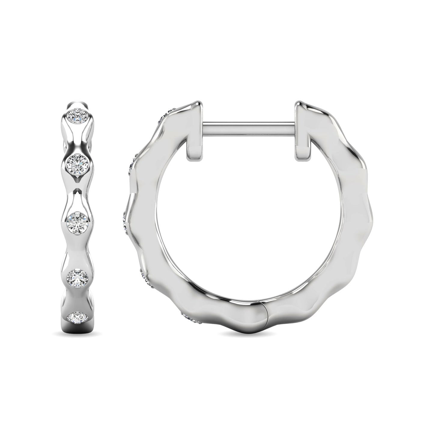 Diamond 1/10 Ct.tw Hoop Earrings in 10K White Gold
