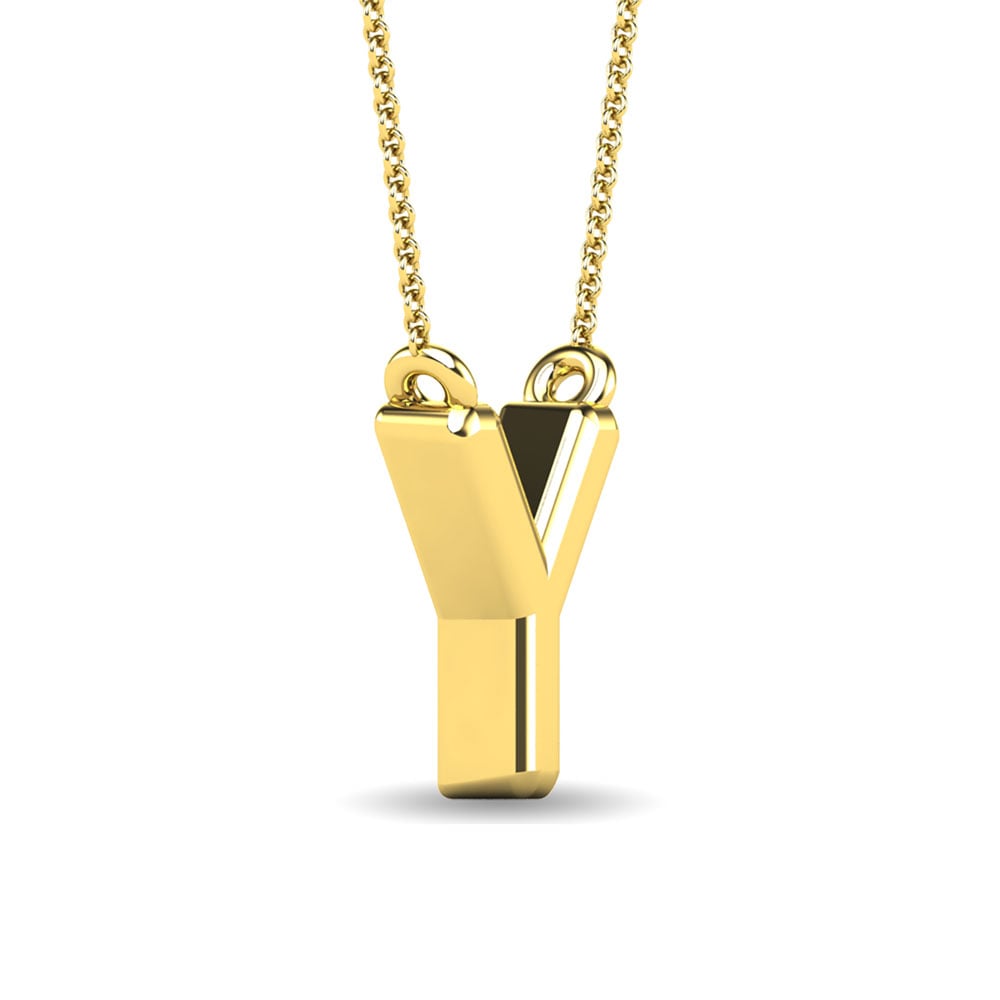 Diamond 1/20 Ct.Tw. Letter Y Pendant in 10K Yellow Gold
