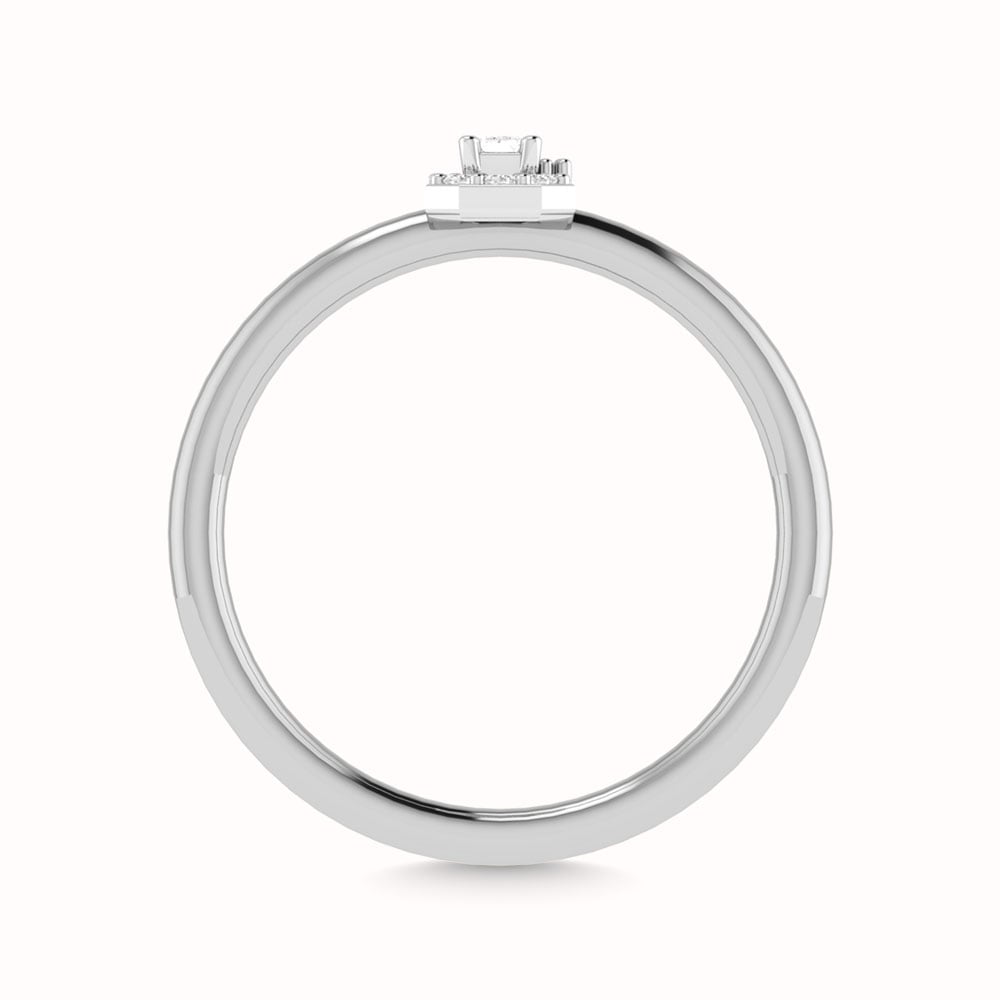 Diamond 1/3 Ct.Tw. Round and Emerald Cut Engagement Ring in 14K White Gold