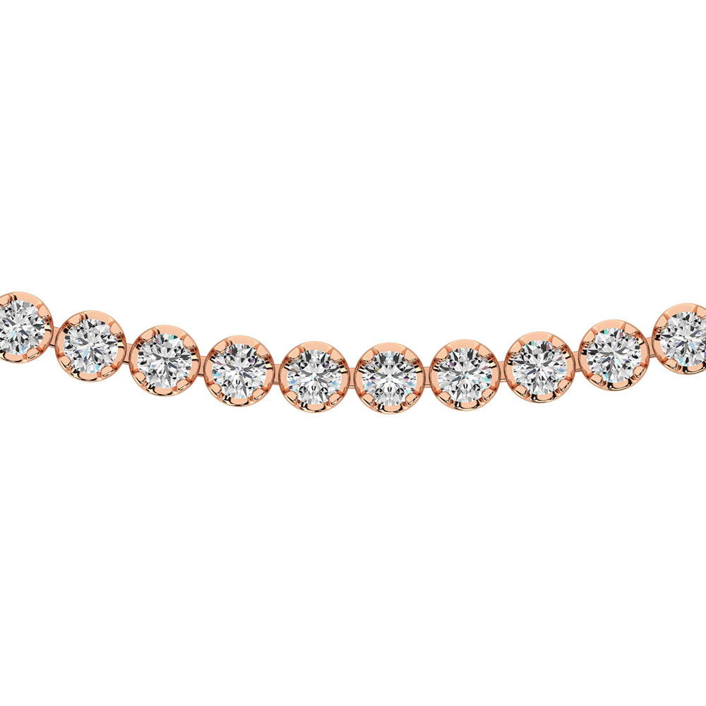 10K Rose Gold 3 3/8 Ct.Tw. Diamond Tennis Necklace (13 inches + 3 inches extender chain)