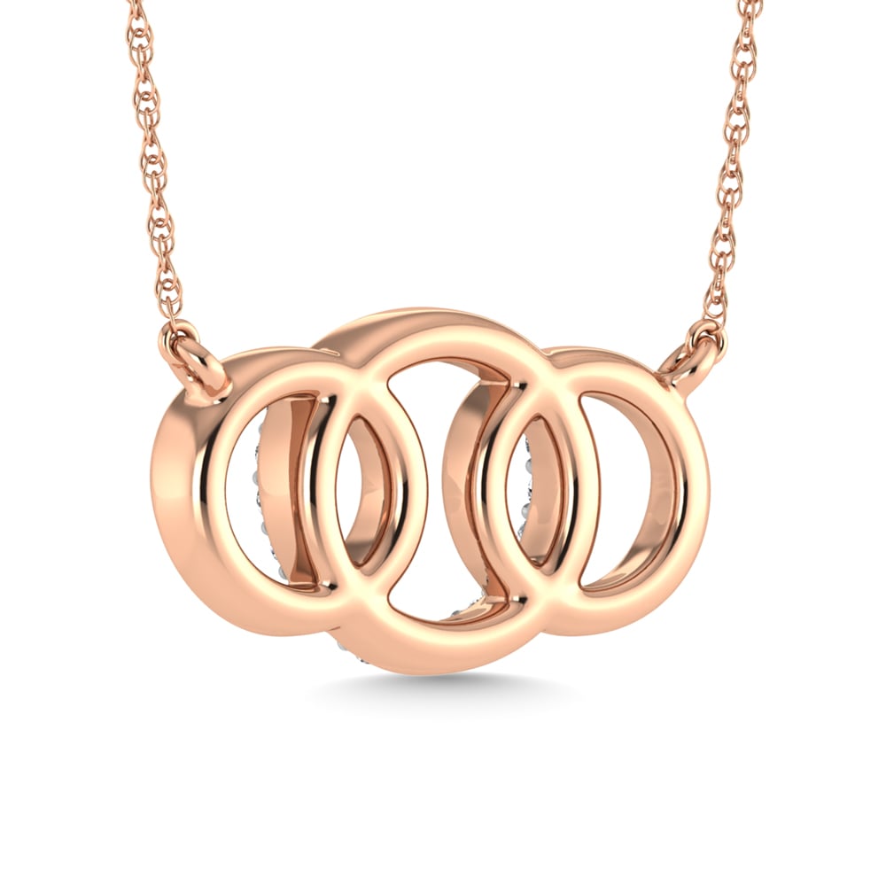 10K Rose Gold Diamond 1/10 Ct.Tw. Interlinked Circle Fashion Necklace