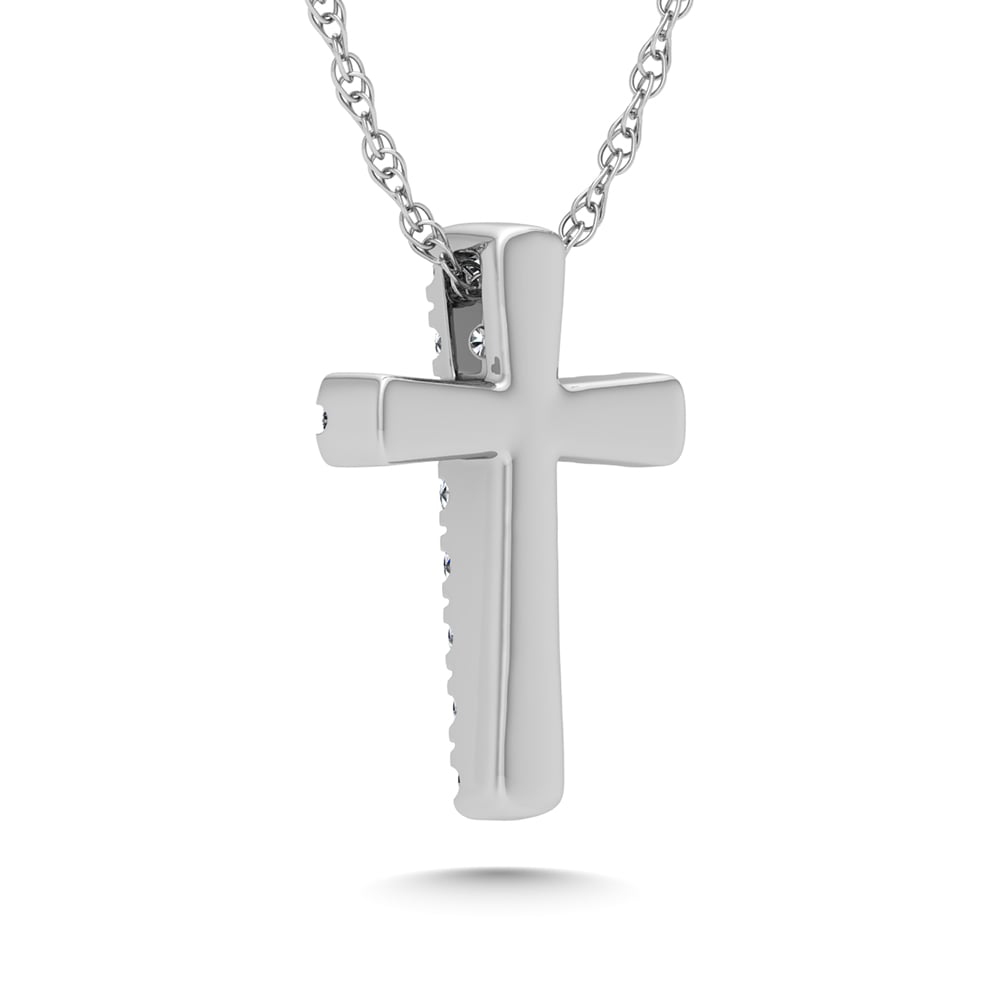 14K White Gold Diamond 1/8 Ct.Tw. Cross Pendant